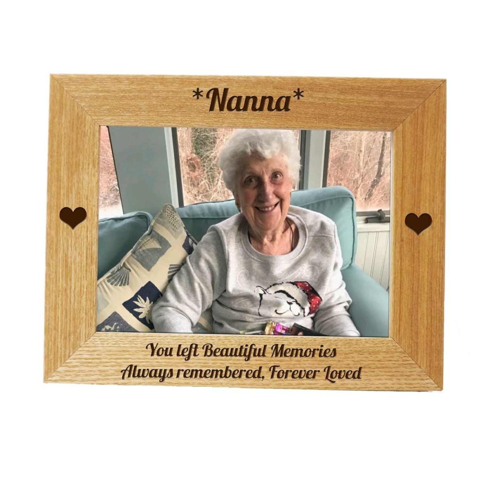 Memorial Frame with Hearts, personalised with your special words.