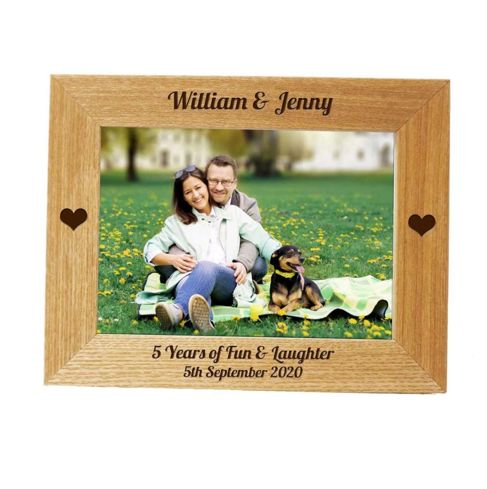 5th Anniversary Personalised 7x5 Wooden Photo Frame