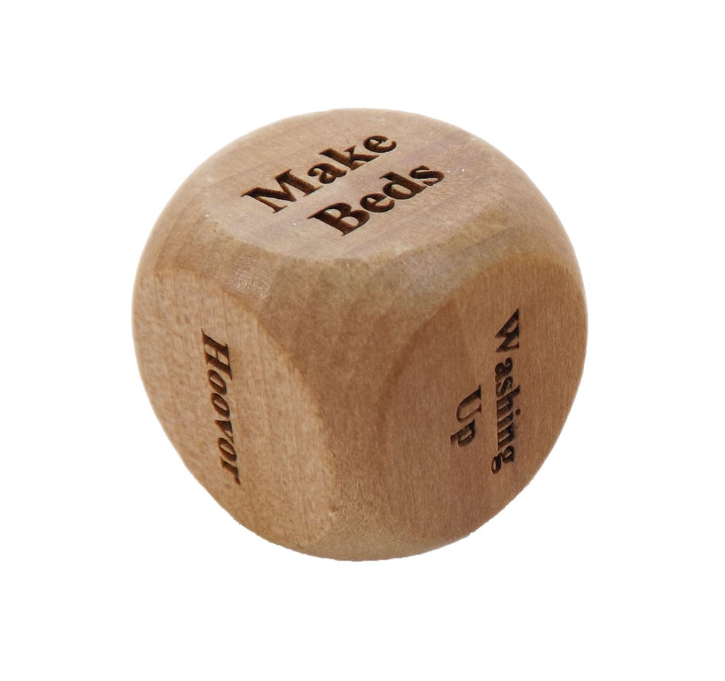 Personalised Wooden Dice engraved with your choice of words. Unique Valentine's Day Gift