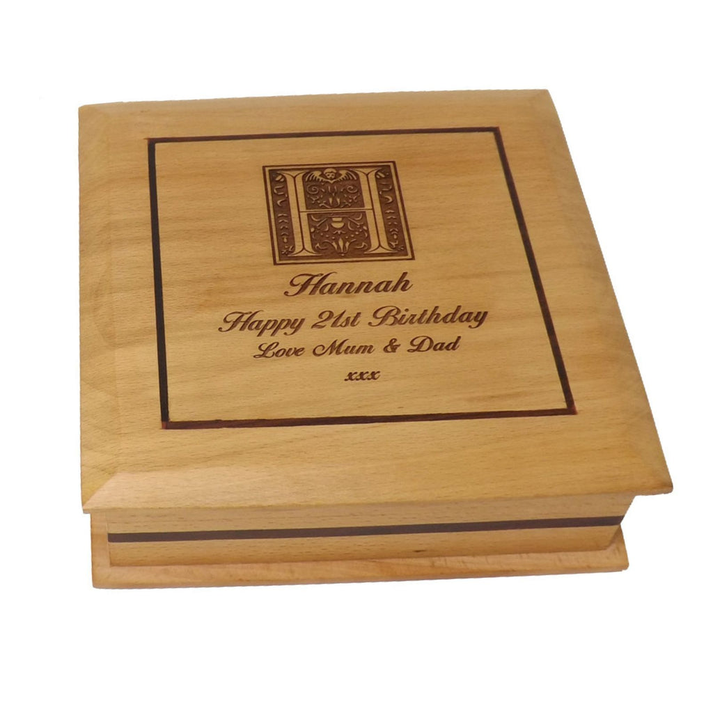Personalised Square Beech Keepsake/ Memory Box, a great Anniversary Gift