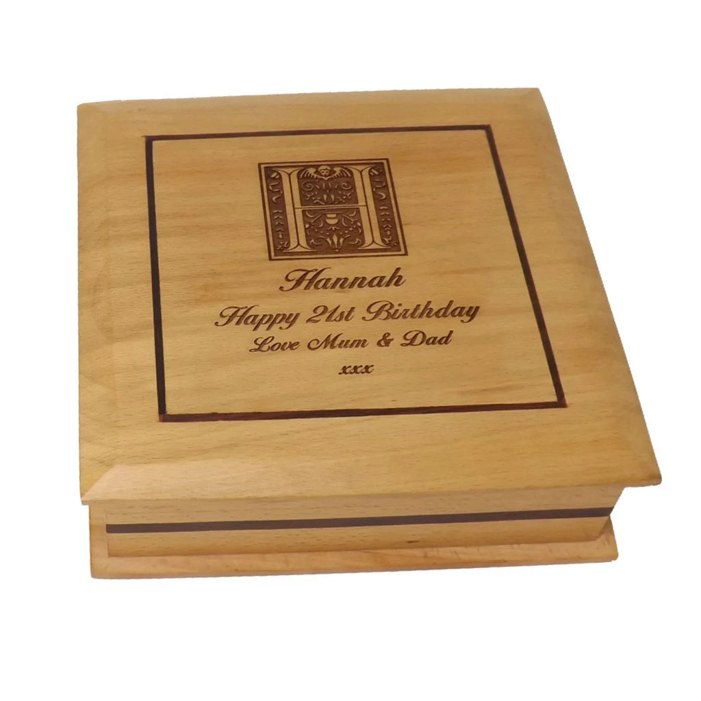 Personalised Square Beech Keepsake/ Memory Box, a great Thank You Gift