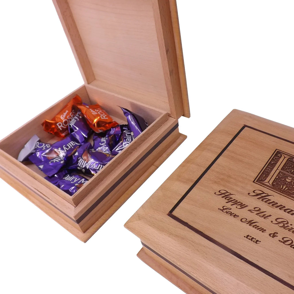 Personalised Square Beech Keepsake/ Memory Box, a great Birthday Gift