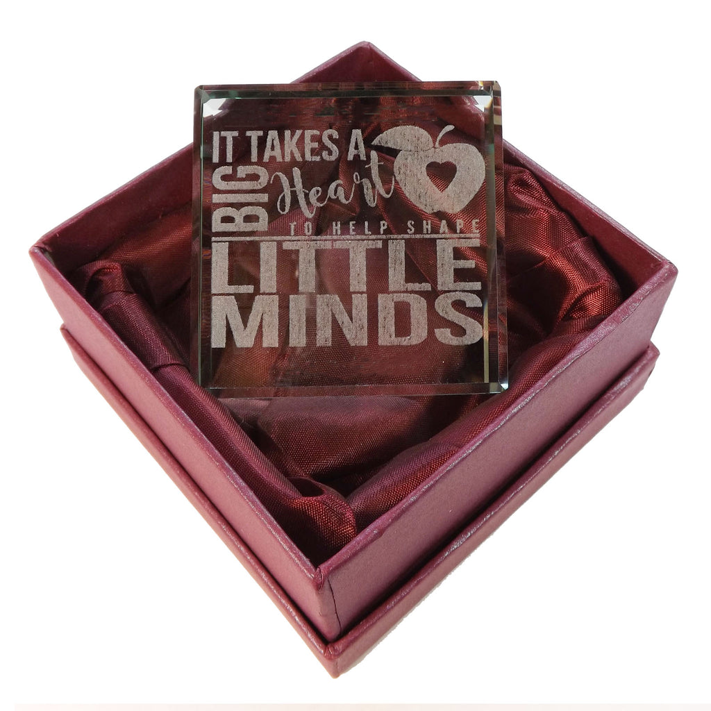 It takes a big Heart to shape little Minds | Personalised Glass Token.  A perfect Teacher's gift.