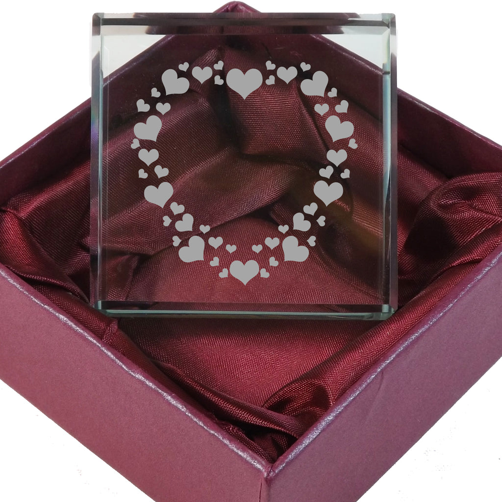 Personalised Glass Token with Hearts. A perfect Bridesmaid gift and keepsake