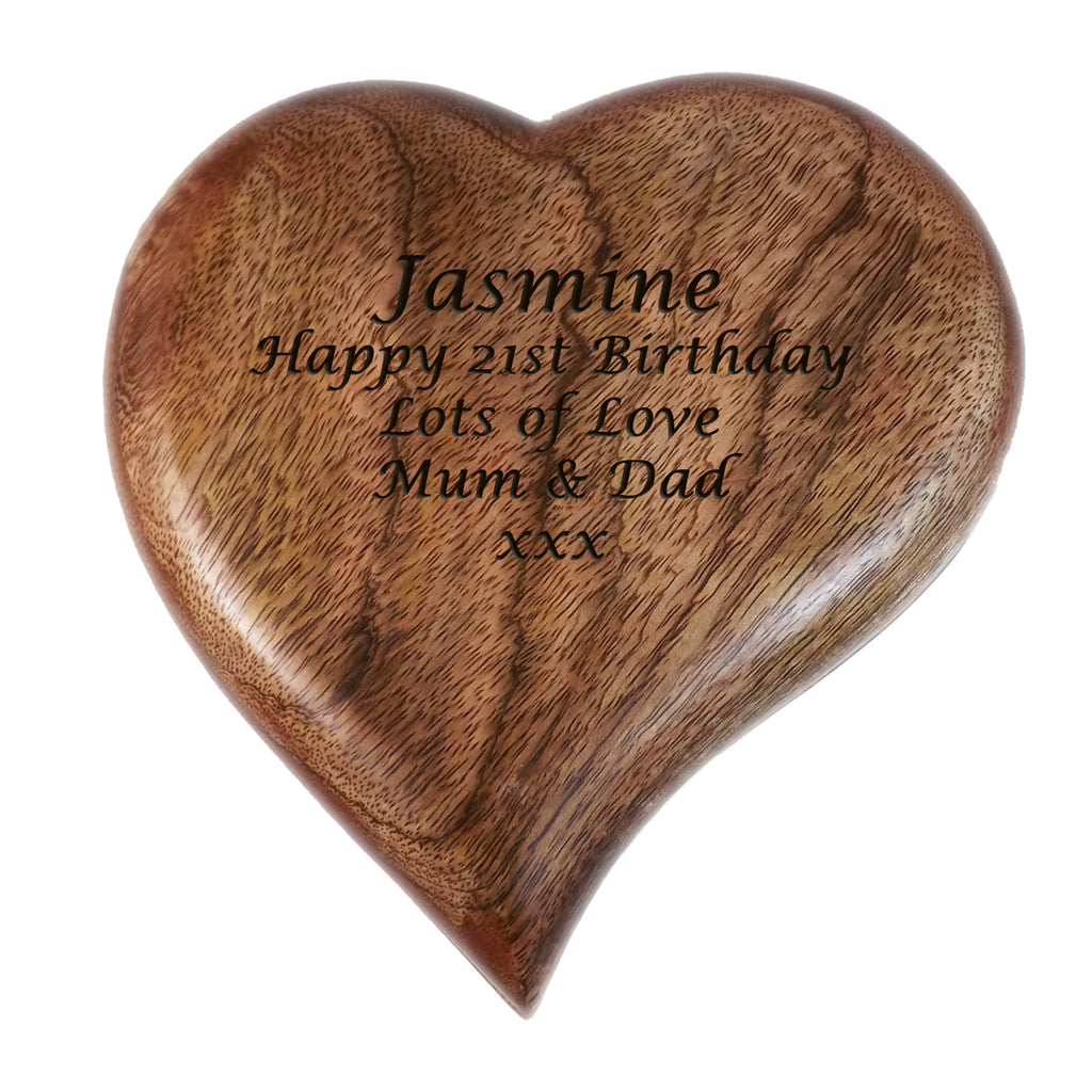 Heart shaped wooden keepsake box personalised with your words ideal Birthday Gift