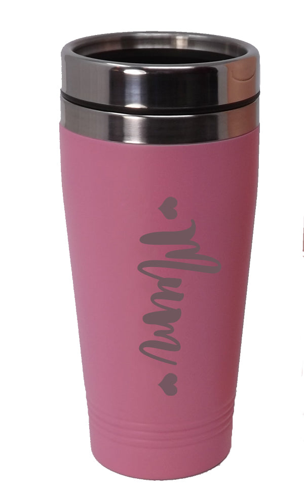 Mother's Day Personalised re-usable Black/Pink thermal Stainless-Steel travel mug