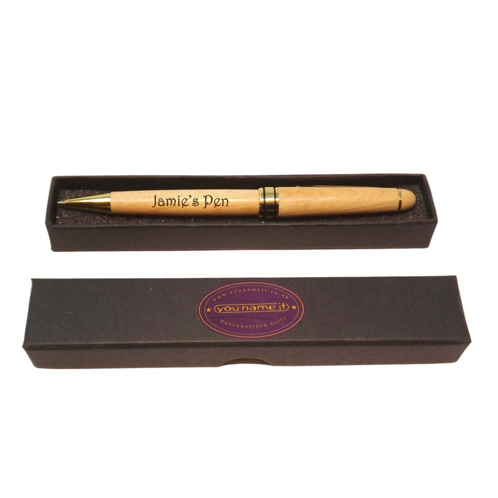 Personalised Wooden Ballpoint Pen in Maple. Great Gift to say Thank You