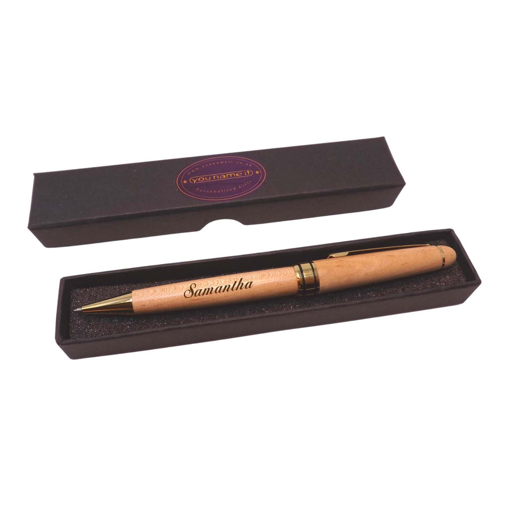Personalised Wooden Ballpoint Pen in Maple. Perfect 5th Anniversary Gift