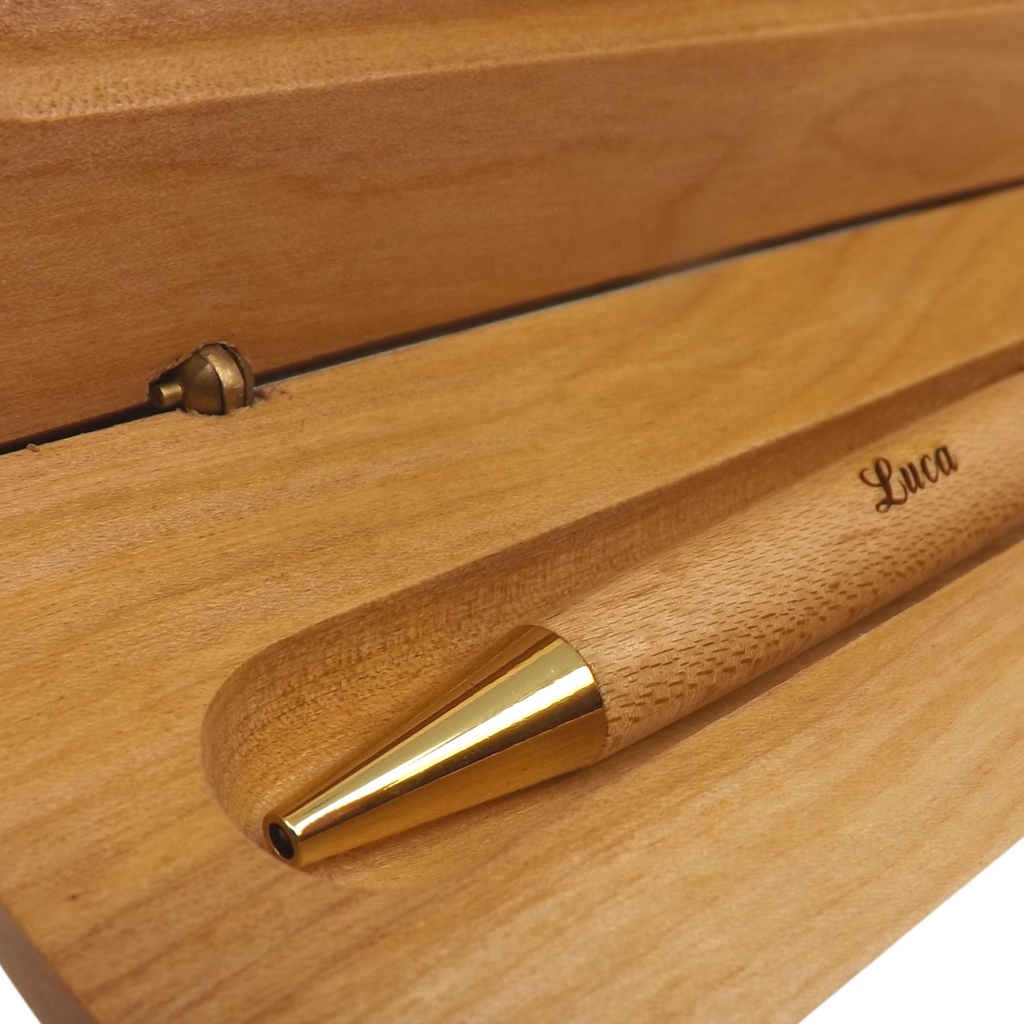 Personalised Wooden Maple Ballpoint Pen and Box | A Unique Birthday Gift
