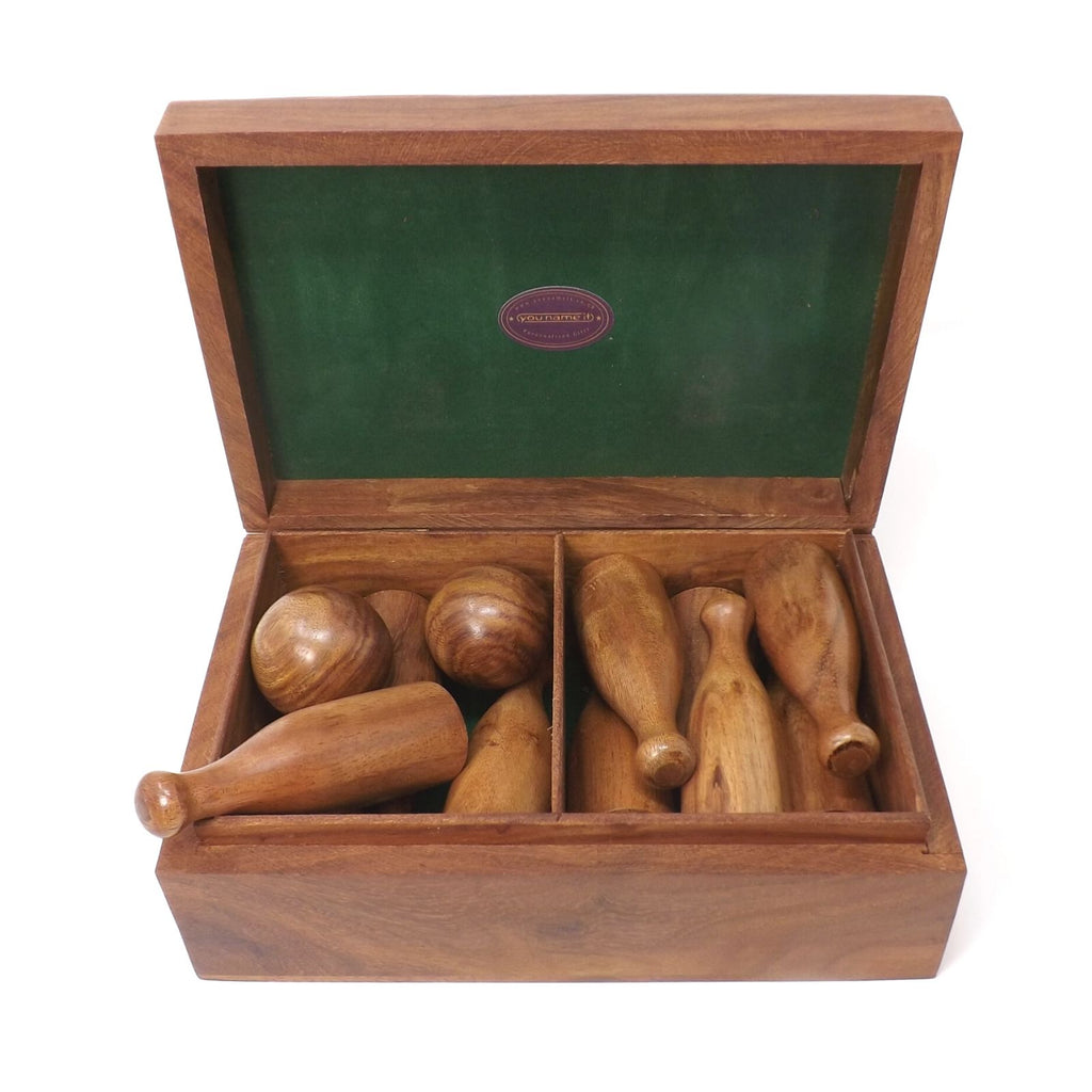 Wooden Skittle Set In a Personalised Wooden Box | Ideal Anniversary Gift