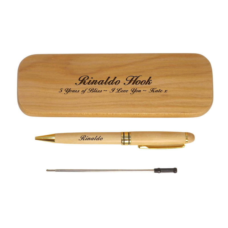 Personalised Wooden Ballpoint Pen and Box | A Unique 5th Anniversary Gift